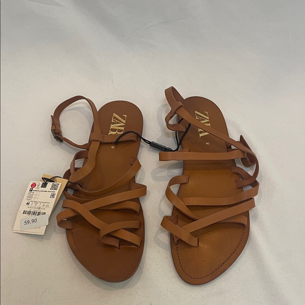 Zara Women's Brown Strappy Sandals